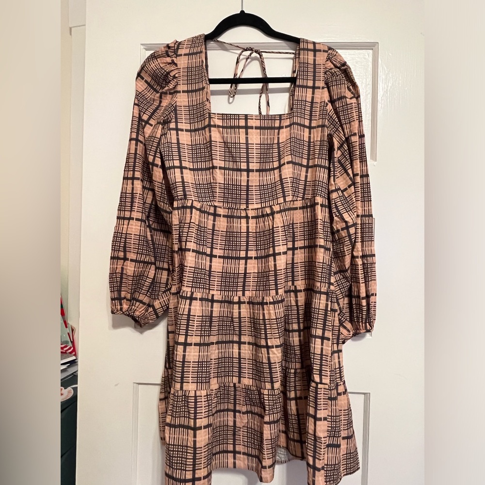 Topshop square neck plaid dress